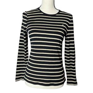 Lauren Ralph Lauren Women's Sweater Size MP in Black and Metallic Gold Stripes